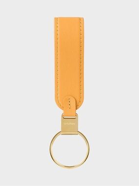 Yellow Leather Key Fob with Gold Ring